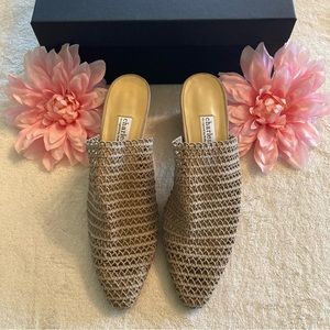 Vintage Charles David Elastic Lace Nude Heels